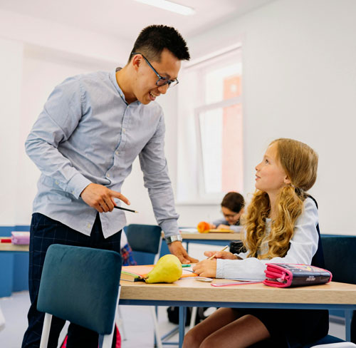 teacher and kids